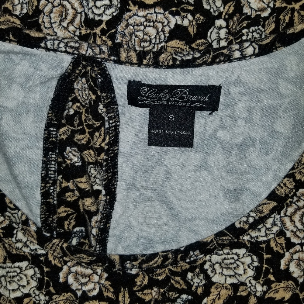 LUCKY BRAND FLORAL PRINT SOFT KNIT BOHO DRESS - Picture 4 of 7